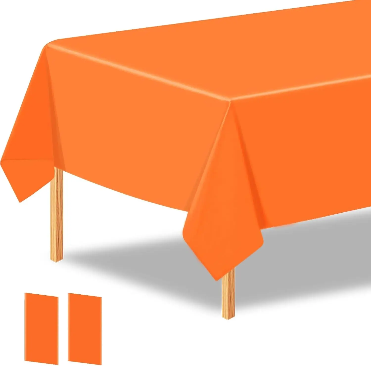 2Pcs Orange Plastic Rectangle Disposable Tablecloth 54 x 108 Inch for Birthday Wedding Picnic Holiday Party