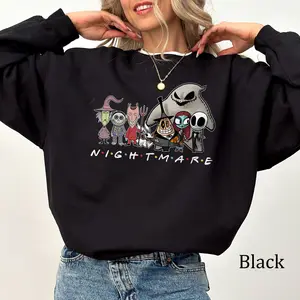 The Nightmare Before Christmas Sweatshirt, Nightmare Friends Crewneck, Christmas Movies Sweaters, Comfy Cotton Long Sleeve Pullover, Casual Womenswear