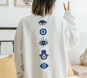 Evil Eye Sweatshirt, All Seeing Eye Witchy Sweatshirt, Preppy Sweatshir,t Hamsa Sweatshirt, Trendy Clothes, Aesthetic Clothes, Manifestation Top Sweaters Printed Womenswear
