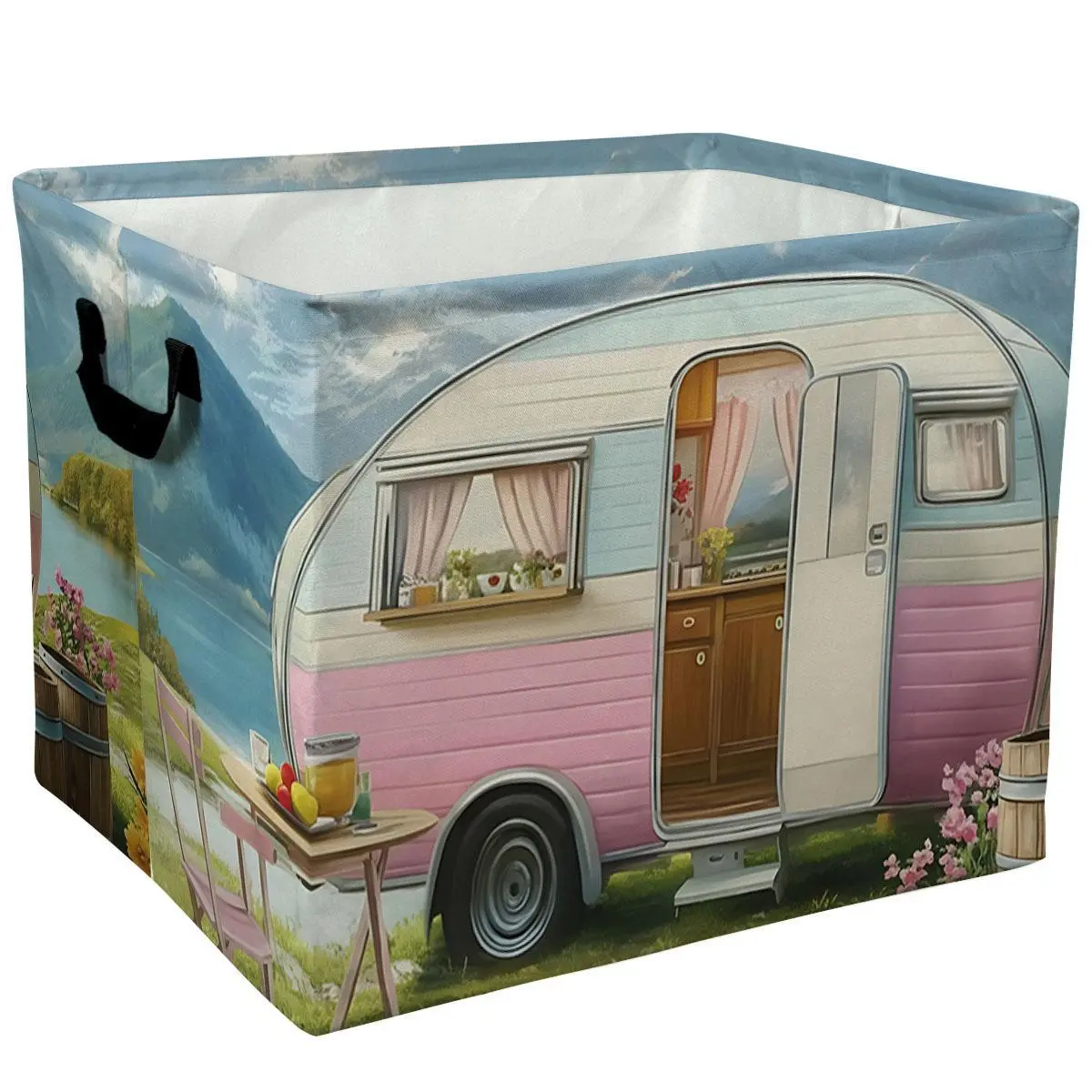 Vintage Camper Van Scene Storage Baskets Storage Boxes Home Decor Storage Clothes Organization And Storage Home Decor Storage Holiday Gifts，Organizer For Toys， Books， Laundry Baskets
