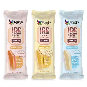 Spunky Pup Ice-Cream Bar Dog Treat in Vanilla, Banana, and Cheese Flavors - Made with Best Ingredients, Convenient Bar Form, Individually-Wrapped