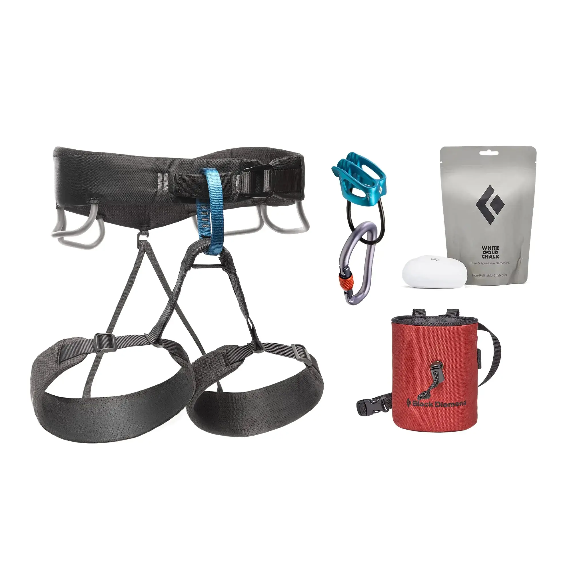 BLACK DIAMOND Mens Momentum Rock Climbing Harness - Complete ATC-XP Package Anthracite Small