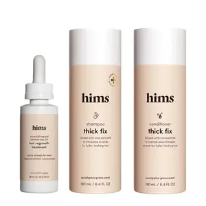 Hims Minoxidil 5% Serum + Thick Fix Shampoo & Conditioner Bundle with Saw Palmetto & Niacinamide for Fuller-Looking Hair