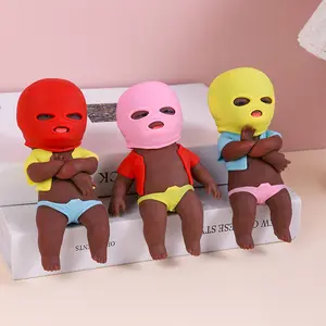 Ski Mask Baby Squishy Toy Soft Silicone Stress Relief Squeeze Toy Stretchable Fidget Toy Anxiety Relief for Kids Adults