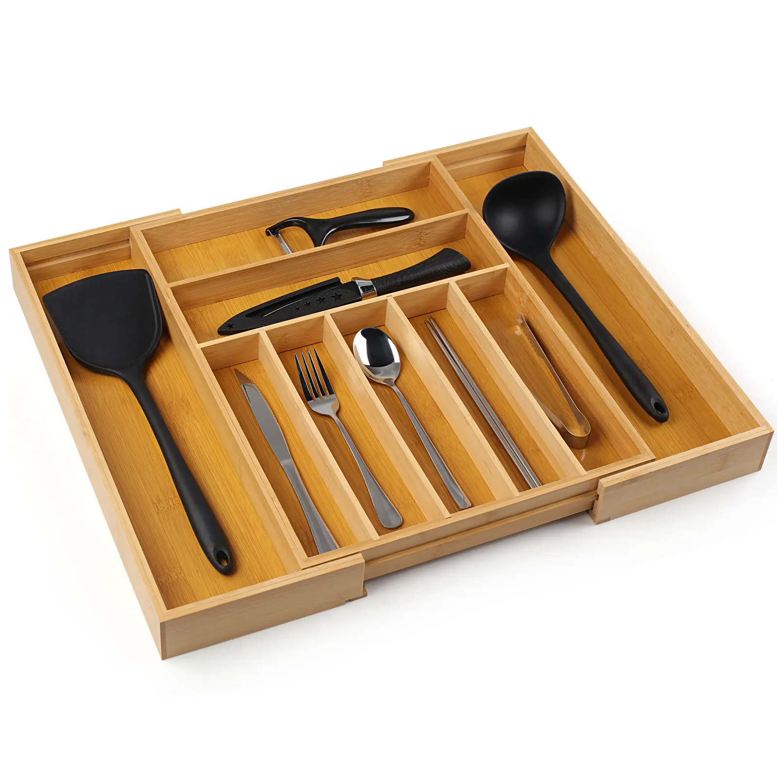 FASTWING Expandable Kitchen Drawer Organizer Adjustable Utensil Holder & Cutlery Tray Organiser for Silverware Flatware Knives in Kitchen Drawer Divider Boxes Storage Organizers Organizing Containers