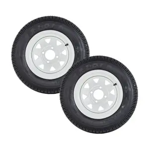 Set of 2 Specialized 4 Lug on 4" Bolt Pattern Trailer Tires with 12" Rims - Choose Size 5.30-12 or 4.80-12 - 6 Ply Load Range C - Precision Engineered Wheels for Smaller Utility & Boat Trailers - Essential 4-Hole Rim Replacement Pack