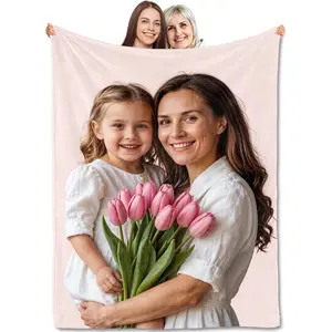 Mothers Day Blanket Gifts for Mom Custom Blanket with Picture Customized Flannel Blankets Personalized Mom Gifts from Daughter Son