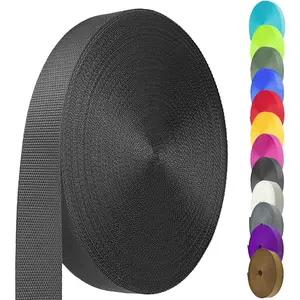 Nylon Webbing 1 Inch 1.5 Inch, Heavy Duty Nylon Webbing Strap 12 Yard, Durable Nylon Strapping for Indoor or Outdoor Gear, DIY Crafting, Repairing (Black, 12 Yard)