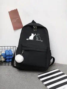 Base Cat Paw Print Bag, Cute Silhouette Cat Design, Front Pocket for Daily Essentials, Durable & Stylish for School & Commute