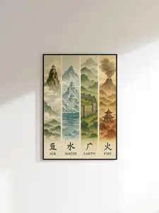 [Sale Off Up To 35%] Avatar the Last Airbender poster, Four Nations wall art, elemental print, Ba Sing Se decor, anime room decor, water fire earth air art. No Frame