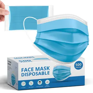 Disposable Face Masks 50/100/200/500 Pack – 3 Layer Breathable Earloop Face Cover for Men & Women, Soft Comfortable Daily Use Masks