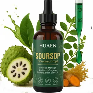 HUAEN 10-in-1 Soursop & Sea Moss Drops - Potent Graviola Extract for Immune Defense & Vitality - Plant-Based Herbal Bitters, 2 fl oz