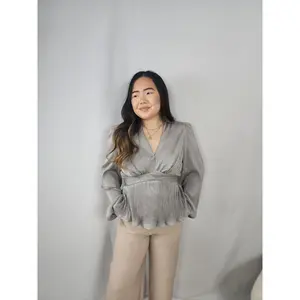 Silver Pleated Blouse