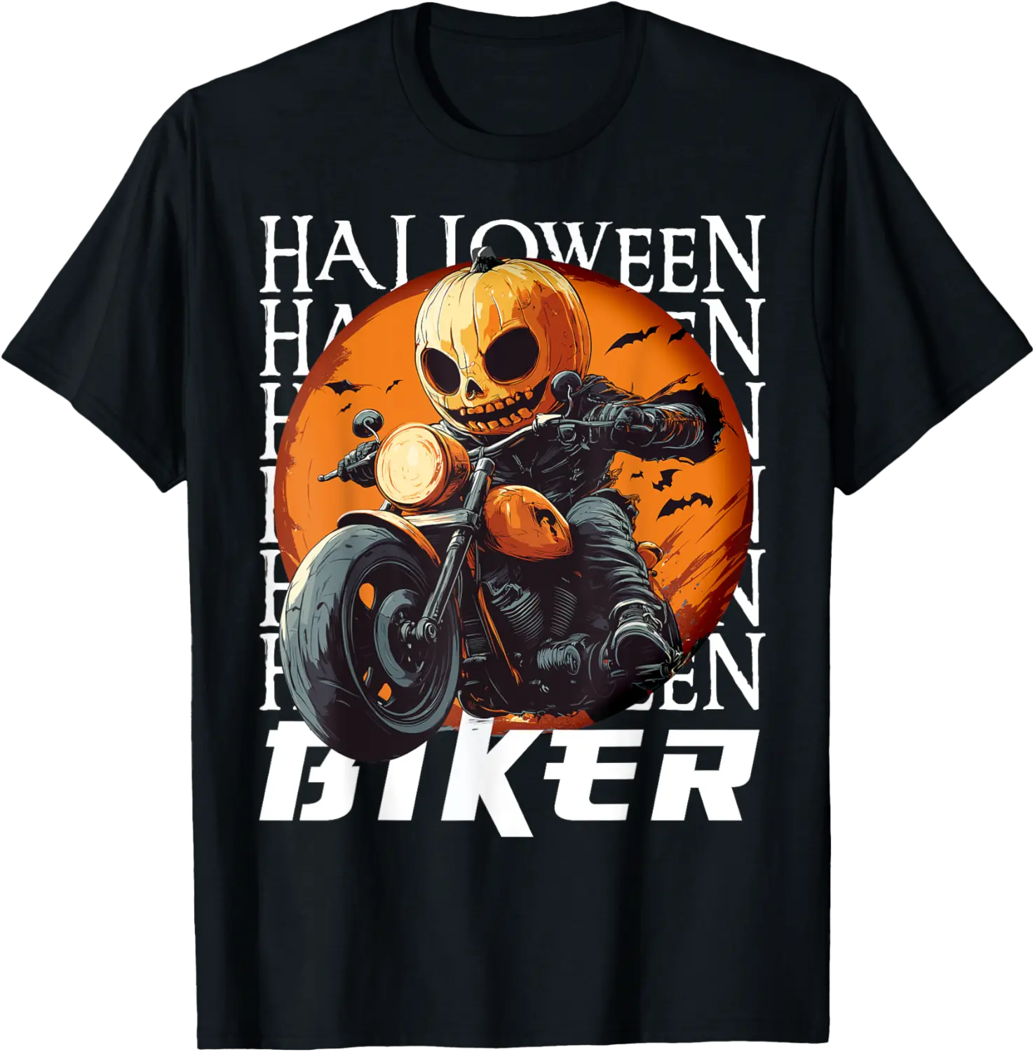 Halloween biker, pumpkin biker, halloween party T-Shirt - Elizabethtej Shop 67B0DFKLX8WT