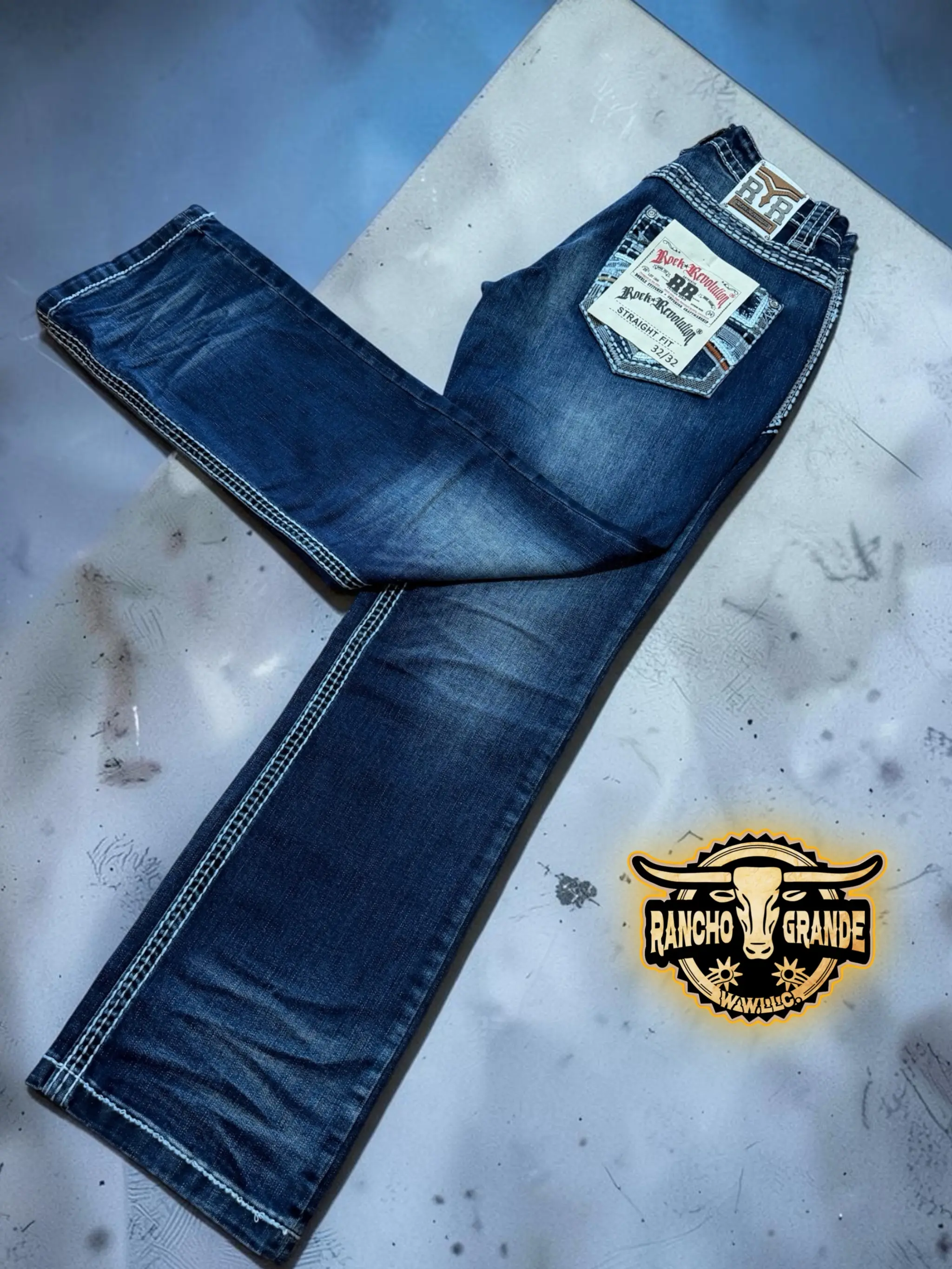 Rock R 083 Mens Modern Western Cowboy Jeans Boot Cut / Pantalon Vaquero para Hombre Moderno corte para Bots