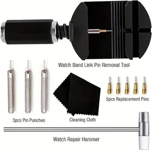 Watch Link Removal Kit, Resizing Tool for Bracelet Adjustment & Replacement, Pin Remover for Sizing Strap, Watch Adjuster, Hammer for Watch Repair, Adjust Band, with User Manual, Punches