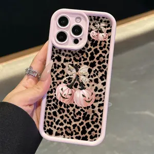 Vibrant Bamboo Cherry Pumpkin Butterfly Bow Pattern Durable Tpu Protective Anti-Drop Full Coverage Full Wraparound Protection Case, Valentine Gift for Girlfriend, Compatible with Multiple Iphones