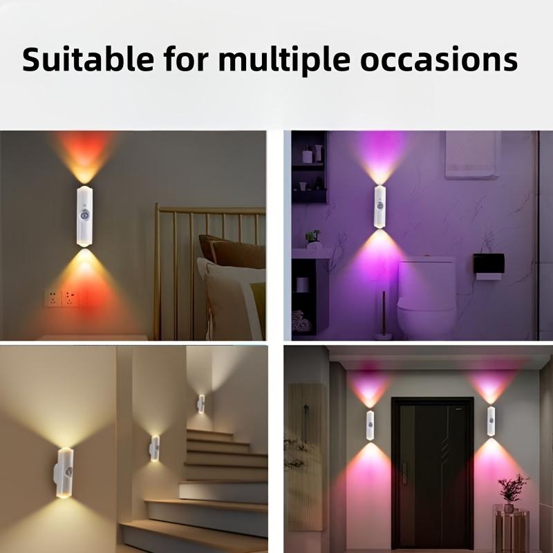 3/4 Pack Smart LED Night Light with Motion Sensor USB Rechargeable 7 Ambient Colors RGB Color Changing Cabinet Decor for Bedroom Bathroom Stairs,gift Dimmable