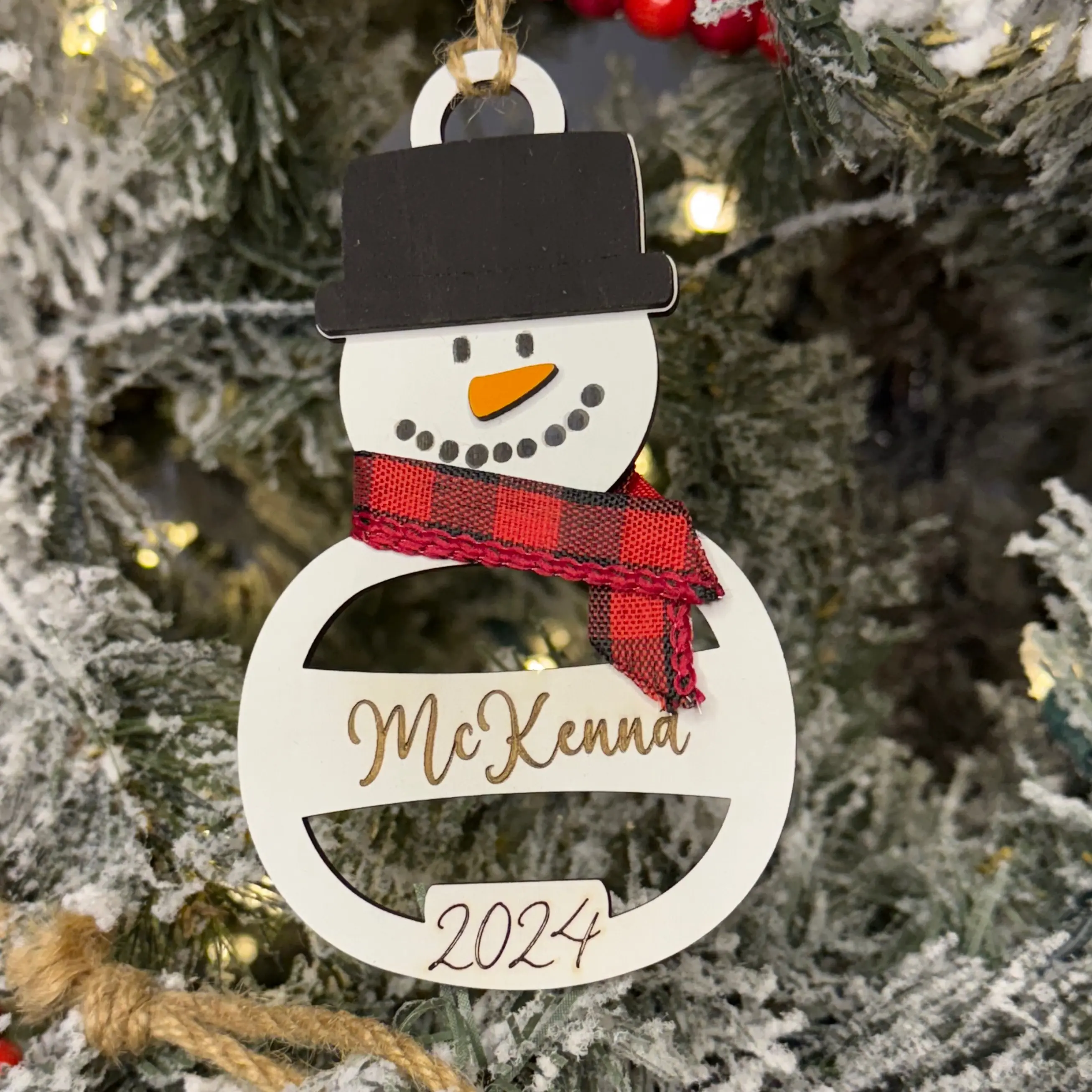 Personalized Handmade Custom Snowman Farmhouse Rustic Christmas Ornament