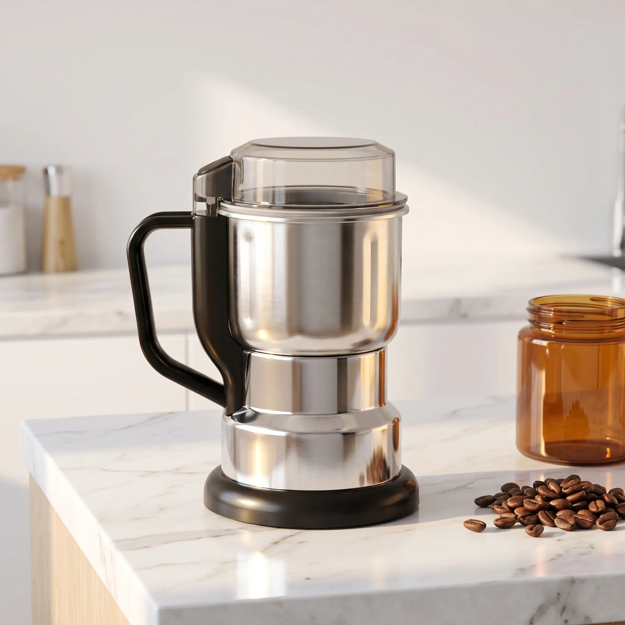 Electric Blade Coffee Grinder, Compact Stainless Steel Blade Mill with 1-Touch Operation, Multi-Purpose Household Kitchen Gadget for Coffee Beans, Nuts, Spices