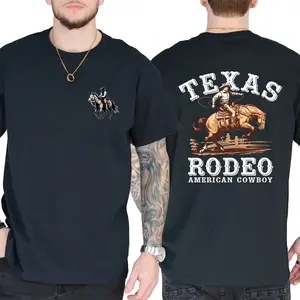 FEEGO Texas Rodeo Cowboy T-Shirt For Men, American Cowboy Graphic, Vintage Cowboy T-Shirt, Short Sleeve Printed Graphic Shirt, Daily Casual Cotton Menswear Love funny  shirt