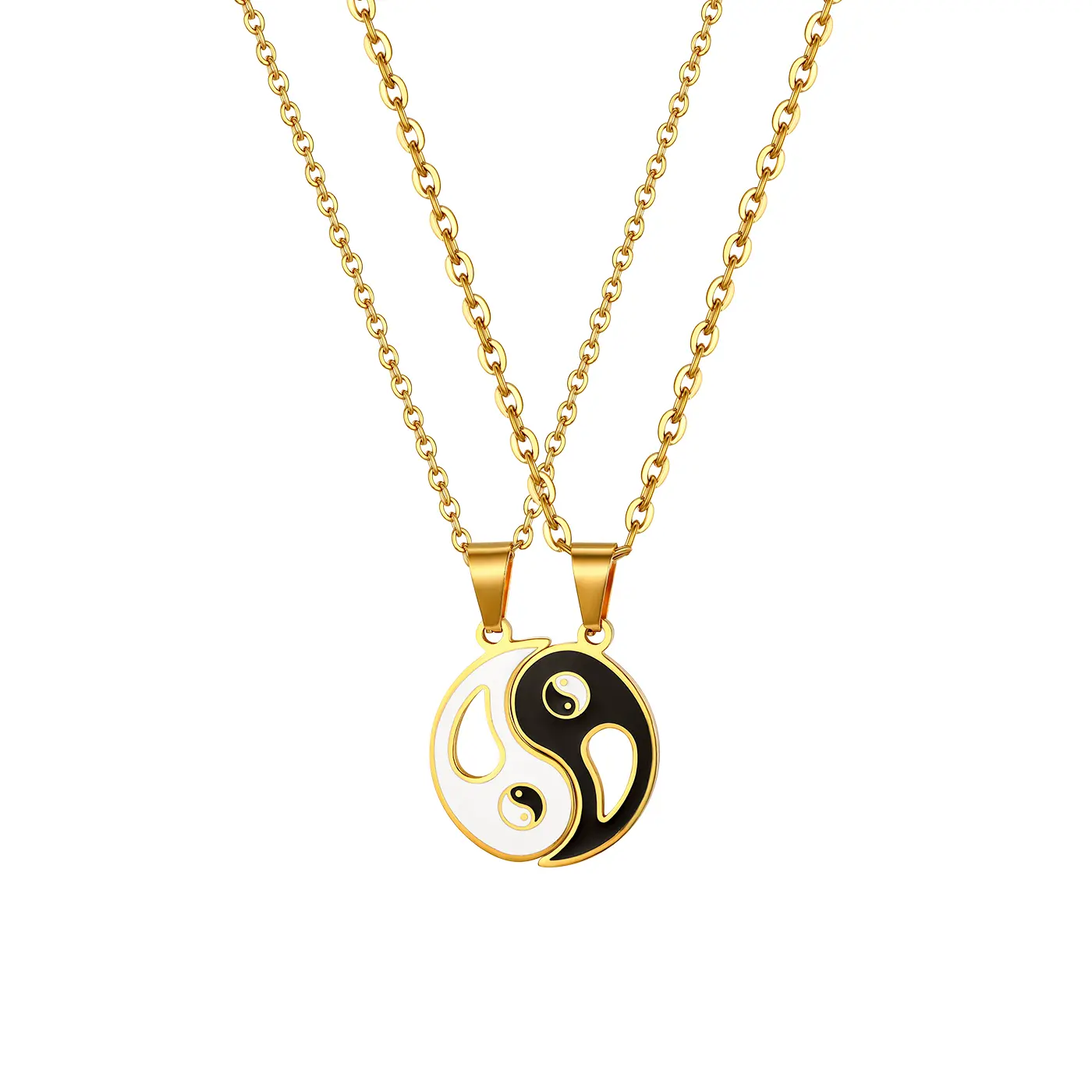 OIDEA Yin Yang Necklace Set, Stainless Steel Geometric Split Matching Pairs for Couples, Siblings, Male and Female, Anniversary Gift, Gift, Him And Hers, Yin Yang Split, 45Cm, Matching Sets, Couple Necklace, Birthday, 55Cm, Fashion Matching Necklace, Chai