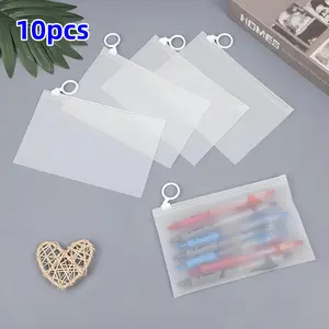 10PCS A6 Plastic Envelopes with Zipper Closure, Waterproof Reusable Document Folders, Ideal for School and Office Supplies