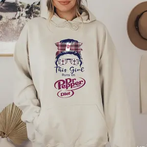 Cute Hair Dr Pepper Hoodie – This Girl Runs on Diet Soda Graphic Pullover, Soft Unisex Hoodie – Made in USA