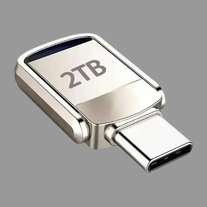 1.9TB USB 3.2 Type-C Flash Drive, Dual-Use Portable Memory Stick for Smartphones, Tablets, Laptops & Computers, Silver