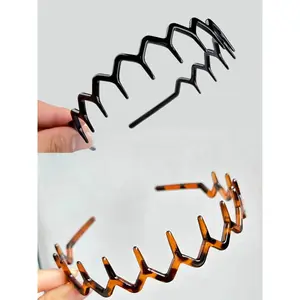 Women's Simple Style Plain Color Resin Headbands with Comb Tooth Design, Zig Zag Headbands, Fits Girls Hairstyles for School, Casual Trendy Cute Headbands, Fashionable Hair Accessories for Daily & Party Decoration, Interchangeable Headbands