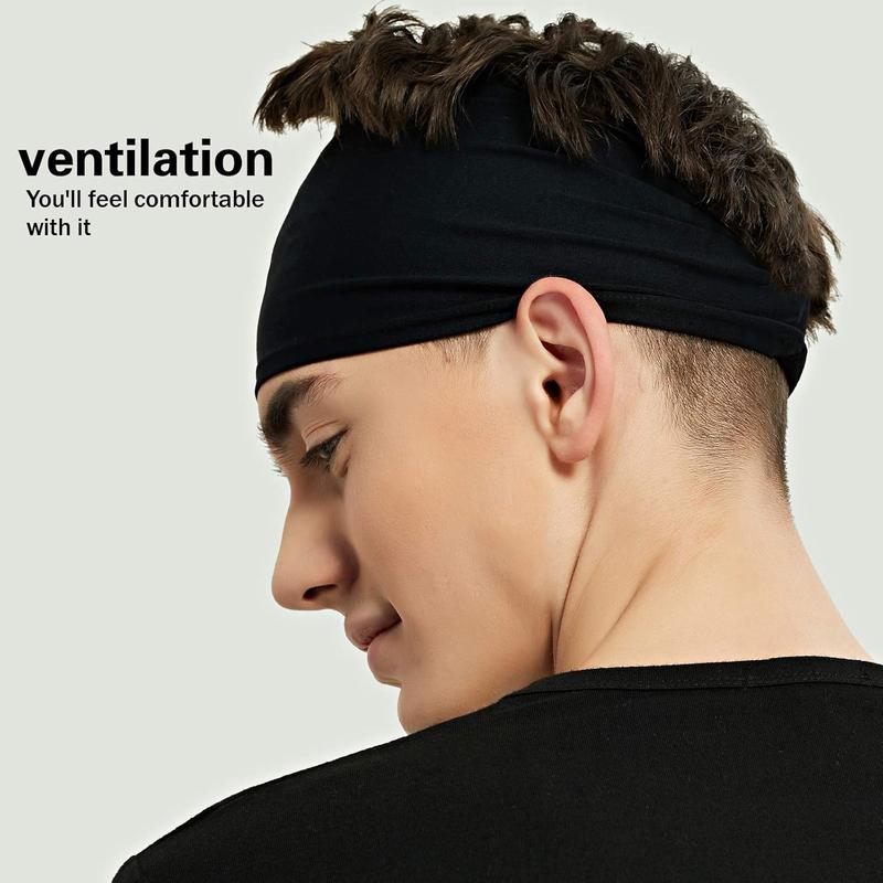 Sports Headbands for Men (5 Pack) - Moisture Wicking Workout Headband, Headbands for Men & Women | Sweat-Wicking, Secure Fit, Adjustable - Ideal for Running, Fitness, Basketball & Tennis