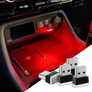 4PCS USB LED Car Interior Atmosphere Lamp, Car Night Lights, Mini USB LED Decoration Light Ambient Interior Light, Car Accessories Plug-in Interface Ambient Lighting Kit for Most Cars