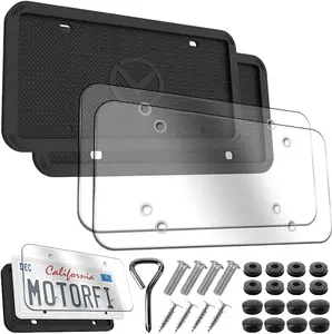 MotorFi Silicone License Plate Frames Pack of 2 with 2 Pcs Polycarbonate Covers for Cars in Premium Grade Material Easy to Install and 100% Street Legal licenseplateframe blackdiamondlicenseplate