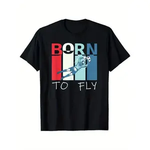 Mens Cotton Short Sleeve Graphic T Shirt Born To Fly Soccer Goalie Save Vintage Color Block Streetwear Top For Game Day Training Gym Casual Summer Outfit Gift