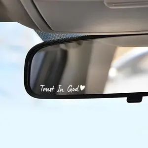 4 count Trust in God Rearview Mirror Sticker,   for Women, Trust in God Mirror , Decorative  Window Self Affirmations Stickers Interior Accessories Fit   (White)