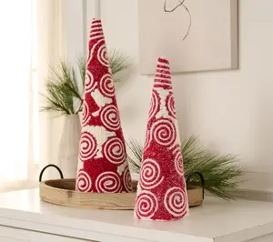 Kringle Express Set of 2 Peppermint Swirl Cone Tress