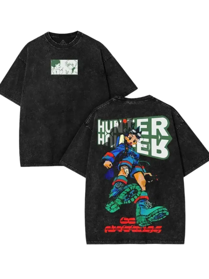 Men's Hunter x Hunter Gon Short-Sleeve Round Neck T-Shirt - Pre-Washed Premium Soft Cotton, Relaxed Cut, Green Aura Fighter Graphic, Reinforced Seams, Shortsleeve Casual Anime Streetwear, Modern Aesthetics TikTok USA Trend Top
