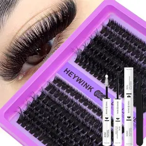 Lash Clusters Kit 80D 100D Individual Lashes D Curly Cluster Eyelash Extensions 10-18mm Eyelash Extension Kit DIY Lash Extension Kit Thick False Eyelashes Kit(80D+100D 10-18MM Thick Kit)