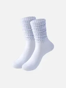 Women's Socks 2 Pairs/3 Pairs/4 Pairs, Autumn Winter Plain Comfortable Knit Casual Socks, Moisture-Wicking Stretchy Long Socks