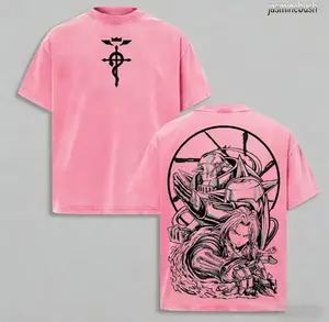 Fullmetal Alchemist Brotherhood Oversized WashedGraphic Tee - Vintage Heavy Cotton T-Shirt, Classic AnimeStreetwear Top, Perfect for Manga Lovers & Dark FantasyFans