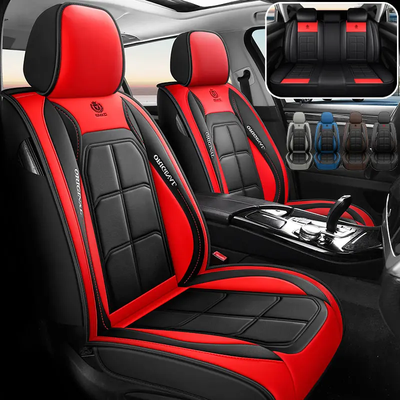 Waterproof Leather Car Seat Covers Red & Black Durable Comfortable Easy to Clean Fits Most Cars Stylish Design