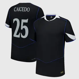 Black Color CHE Caicedo 25 3rd Soccer Jersey, CHE Caicedo 25 Black Short Sleeve 3rd Edition Soccer Shirt
