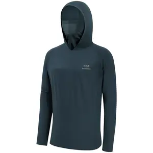 Bassdash UPF 50+ Men’s Long Sleeve Fishing Shirt with Mask UV Neck Gaiter Hoodie Athletic Apparel Athletic Top