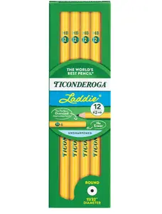 Dixon 13040 Ticonderoga Laddie Woodcase Pencil w/o Eraser, HB #2, Yellow, Dozen