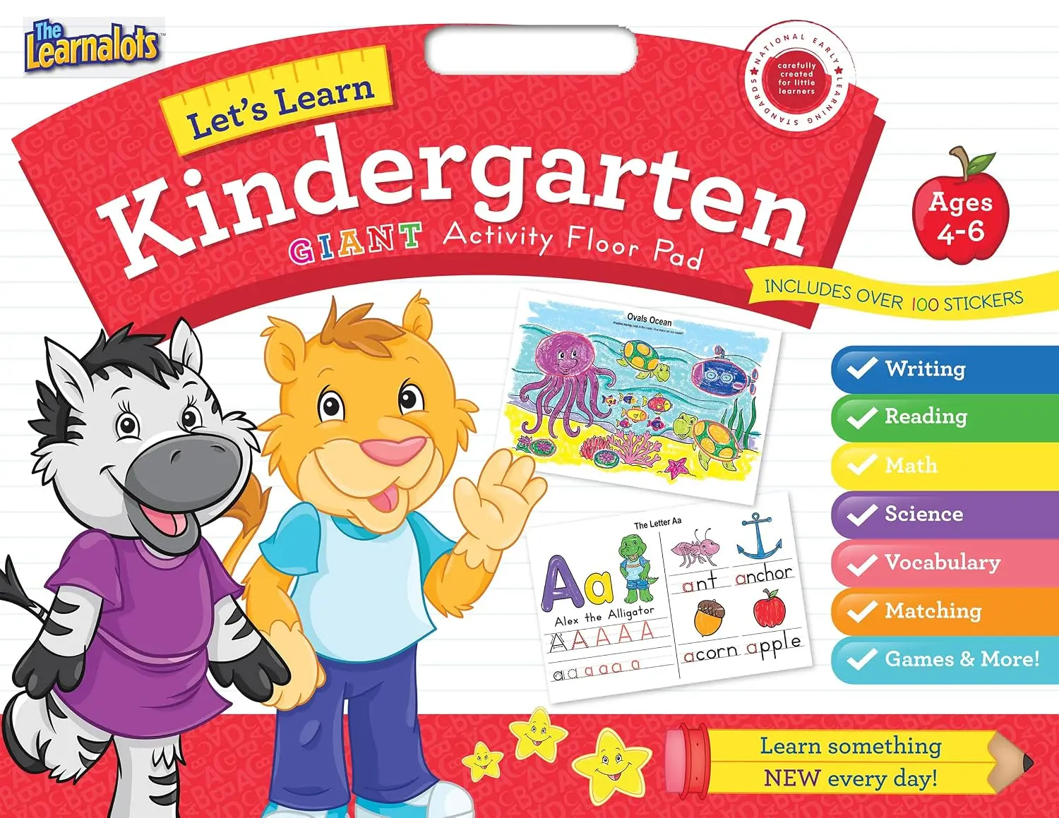 Let's Learn Kindergarten GIANT Activity Floor Pad-Learn Something New EveryDay-Includes over 100 Stickers
