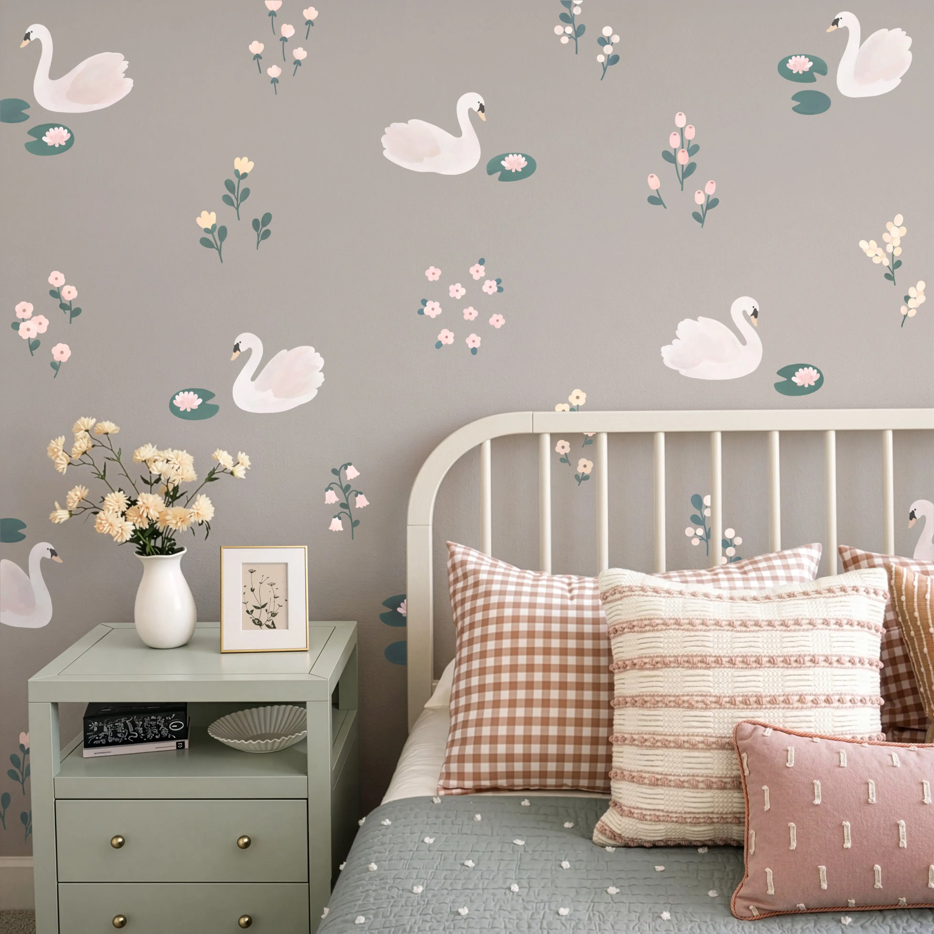 Swan Wall Decals - Removable & Reusable Fabric Wall Stickers