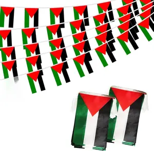 Palestine Palestinian String Flag Pennant Banner, Small Mini Palestine Palestinian Bunting Banner National Country Decoration for School, Party, Patriotic Festival, 66 Feet 60 Flags