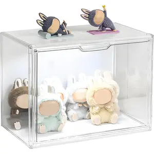 14.17"X10.63"X8.66" Clear Display Case for Figures with Lights, Acrylic Organizers Box with Door, Large Dustproof Showcase for Collectibles Action Figure