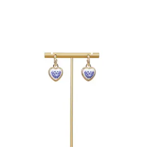 Flower Printed Heart Dangle Earrings