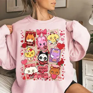 Retro Chibi Members Valentine T-Shirt – Unisex Cotton Tee for Music Fans & Country Lovers Couple